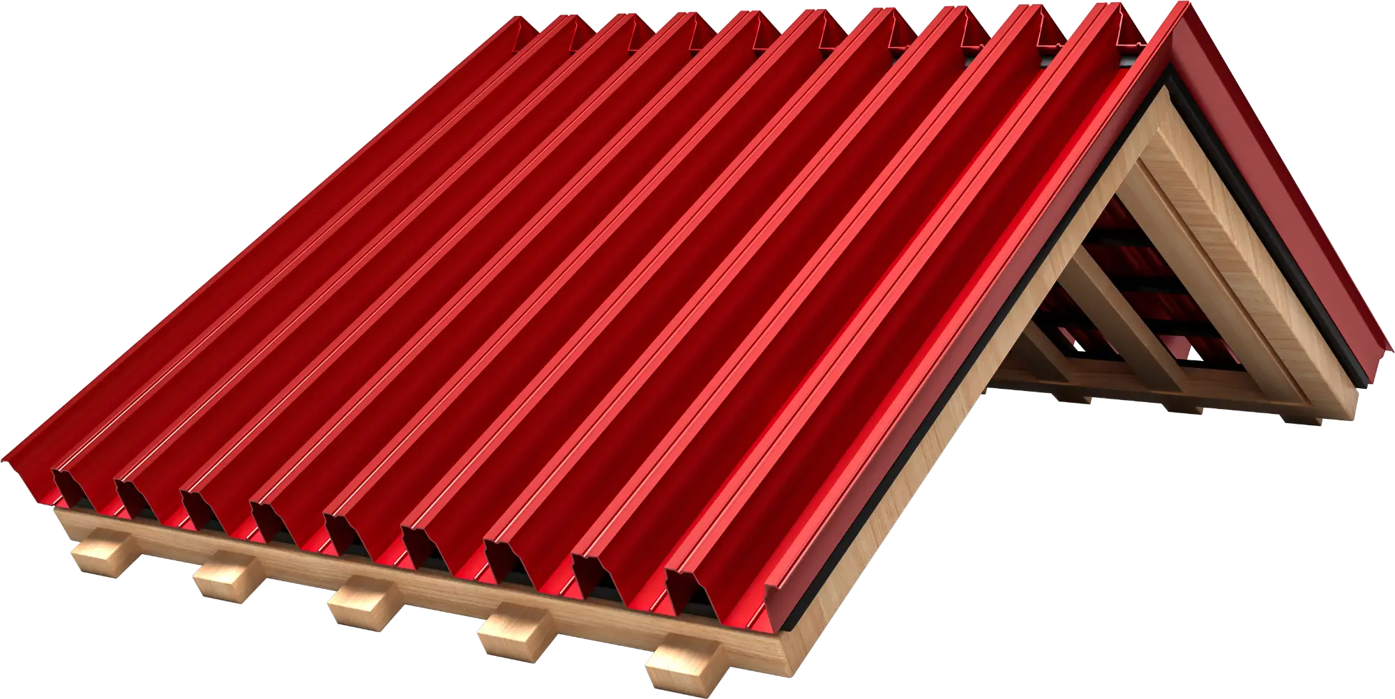 toit en taule rouge